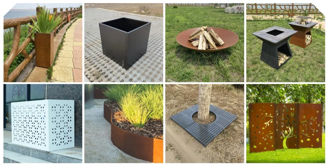 Rectangular Garden Plantador Corten Steel Rusty Metal Plants Nursery Planter